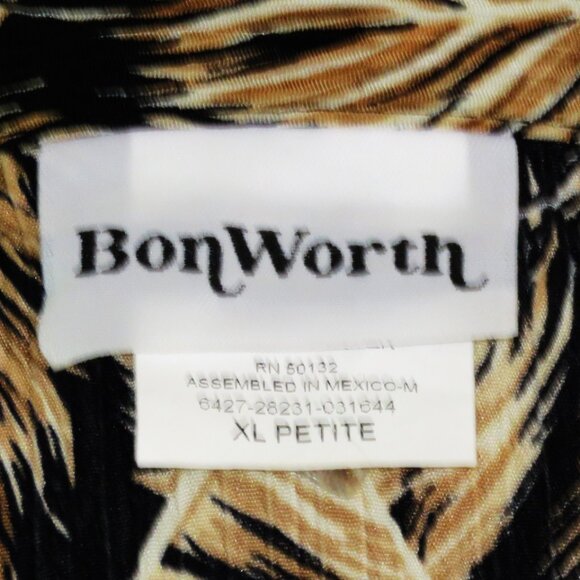 Bon Worth Women's Feather Print Long Sleeve Button Up Blouse Size PXL (C889) - Picture 7 of 7